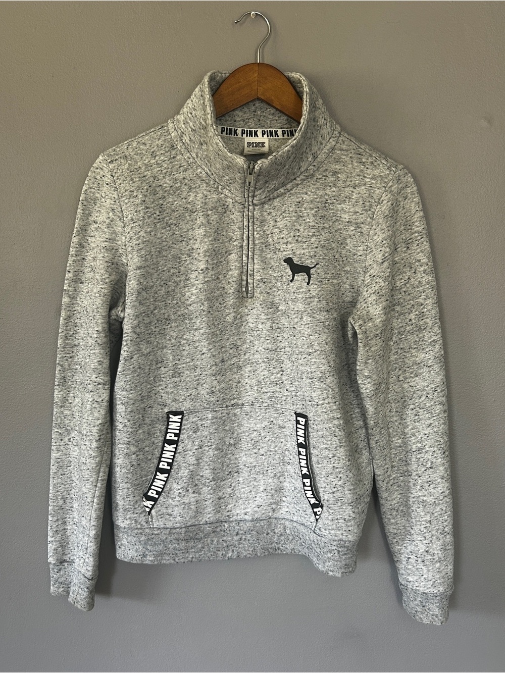 PINK Victoria’s Secret Gray Quarter Zip Pullover Sweatshirt Medium